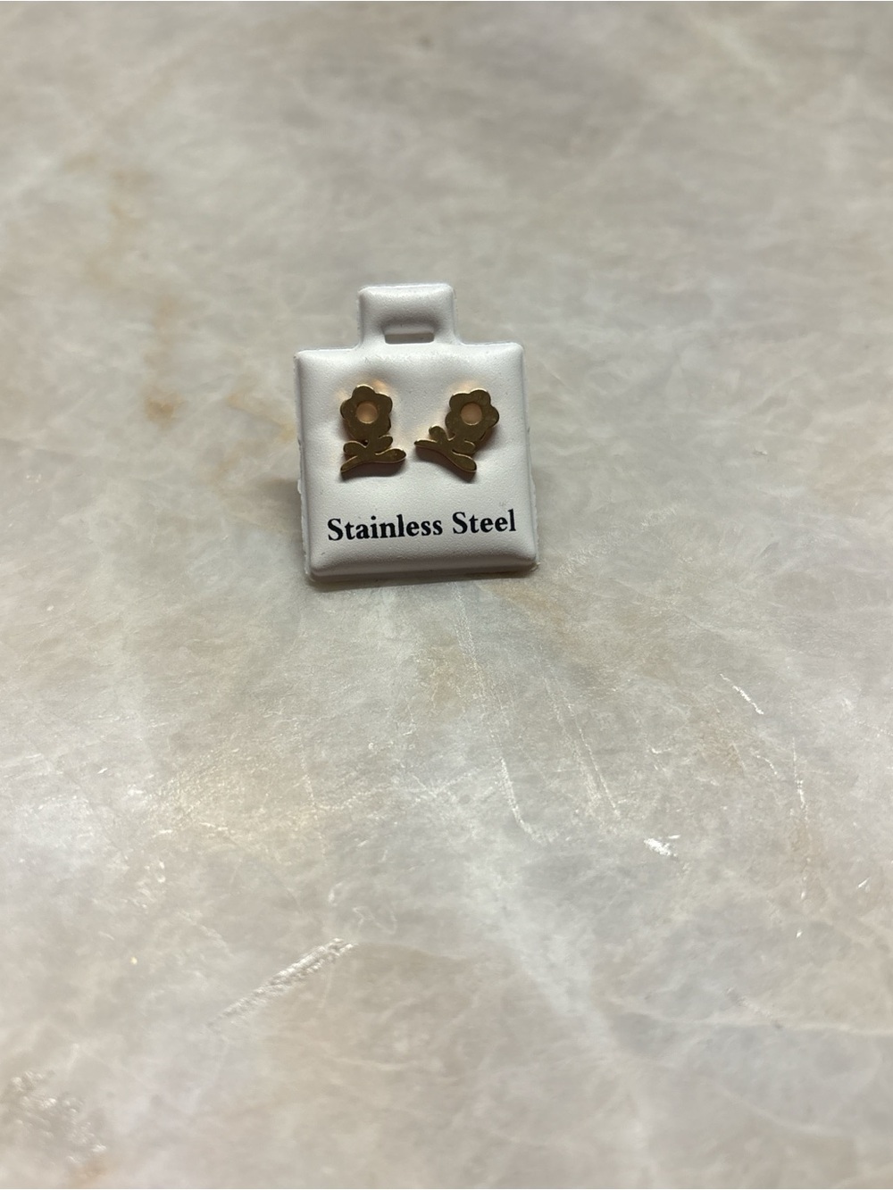 Gold Flower Stainless Steel Stud Earrings - Women Jewelry
